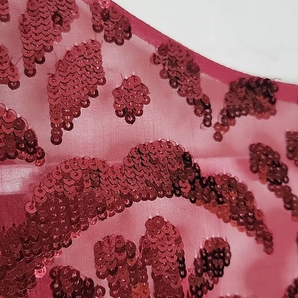 Aidan Mattox Full-length Sequin Merlot Floral-Print Gown Size 6 - Picture 10 of 12